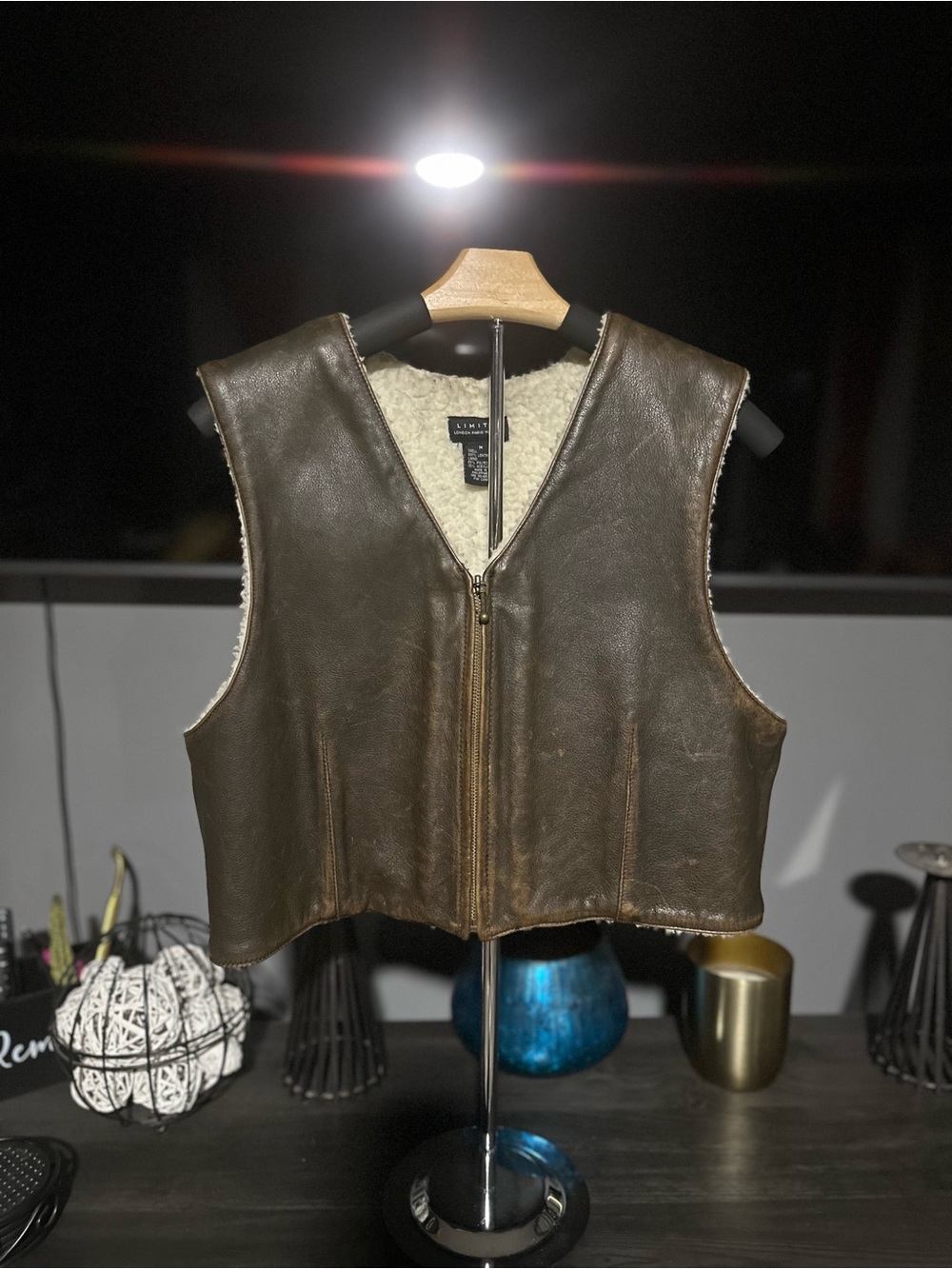 The Limited Dark Brown Shearling Leather Vest